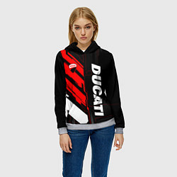 Толстовка-худи женская Ducati - красный технологический, цвет: 3D-меланж — фото 2