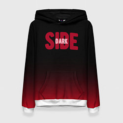 Толстовка-худи женская Dark side тёмная сторона градиент красно-чёрный, цвет: 3D-белый