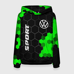 Толстовка-худи женская Volkswagen green sport hexagon, цвет: 3D-черный