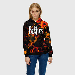 Толстовка-худи женская The Beatles red lava, цвет: 3D-черный — фото 2