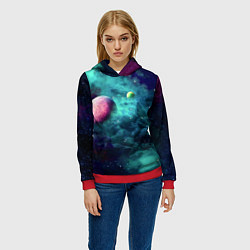 Толстовка-худи женская Green outer space, цвет: 3D-красный — фото 2
