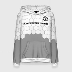 Толстовка-худи женская Manchester United sport на светлом фоне посередине, цвет: 3D-белый