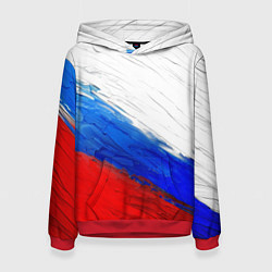 Толстовка-худи женская Триколор красками, цвет: 3D-красный