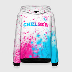 Толстовка-худи женская Chelsea neon gradient style посередине, цвет: 3D-черный