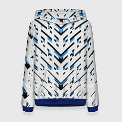 Толстовка-худи женская Black and blue stripes on a white background, цвет: 3D-синий