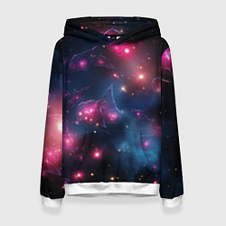 Толстовка-худи женская Абстрактный космос фантастика, цвет: 3D-белый