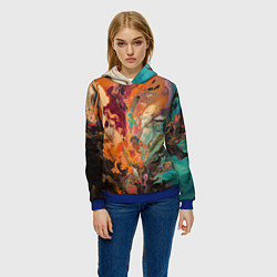 Толстовка-худи женская Красочный хаос, цвет: 3D-синий — фото 2