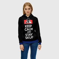 Толстовка-худи женская Keep calm and stay skuf, цвет: 3D-синий — фото 2