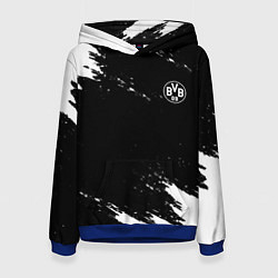 Толстовка-худи женская Borussia краски чёрно белый, цвет: 3D-синий
