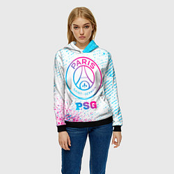 Толстовка-худи женская PSG neon gradient style, цвет: 3D-черный — фото 2