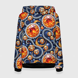 Толстовка-худи женская Ювелирные украшение с золотом и бриллиантом паттер, цвет: 3D-черный