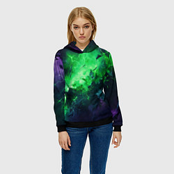 Толстовка-худи женская Круглый зеленый мистический фон, цвет: 3D-черный — фото 2