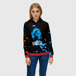 Толстовка-худи женская Nirvana рок бенд краски, цвет: 3D-красный — фото 2