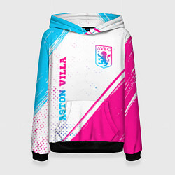 Толстовка-худи женская Aston Villa neon gradient style вертикально, цвет: 3D-черный