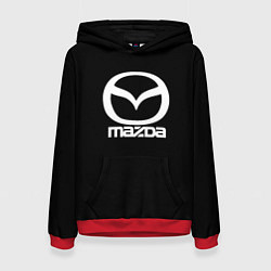 Толстовка-худи женская Mazda logo white, цвет: 3D-красный