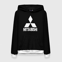 Толстовка-худи женская Mitsubishi logo white, цвет: 3D-белый