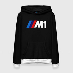 Толстовка-худи женская BMW m1 logo, цвет: 3D-белый