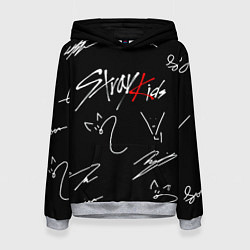 Толстовка-худи женская Stray kids автографы лого, цвет: 3D-меланж