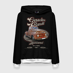 Толстовка-худи женская Хот-род в стиле rat Gasoline Bandit, цвет: 3D-белый