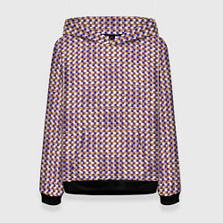 Толстовка-худи женская Сине-бежевый текстурированный квадраты-рябь, цвет: 3D-черный