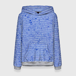 Толстовка-худи женская Круг гипнотический синий, цвет: 3D-меланж