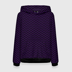 Толстовка-худи женская Чёрно-фиолетовый ломаные полосы, цвет: 3D-черный