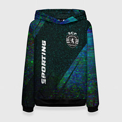 Толстовка-худи женская Sporting glitch blue, цвет: 3D-черный