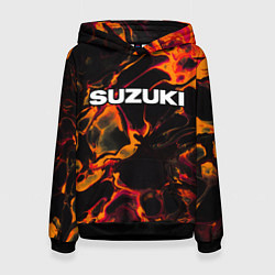 Толстовка-худи женская Suzuki red lava, цвет: 3D-черный
