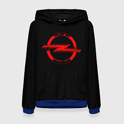 Толстовка-худи женская Opel red logo, цвет: 3D-синий