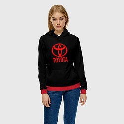 Толстовка-худи женская Toyota red logo, цвет: 3D-красный — фото 2