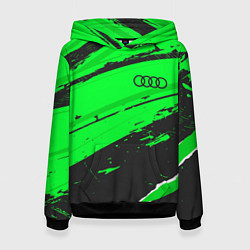 Толстовка-худи женская Audi sport green, цвет: 3D-черный