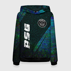 Толстовка-худи женская PSG glitch blue, цвет: 3D-черный