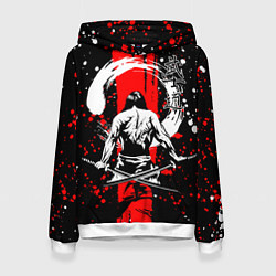 Толстовка-худи женская Самурай с двумя мечами, цвет: 3D-белый
