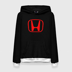 Толстовка-худи женская Honda red logo auto, цвет: 3D-белый