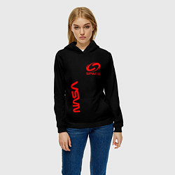 Толстовка-худи женская Nasa space red logo, цвет: 3D-черный — фото 2