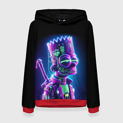 Толстовка-худи женская Bart Simpson cyber ninja - neon glow, цвет: 3D-красный