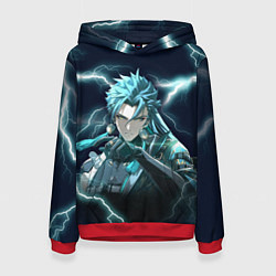 Толстовка-худи женская Джиян - Грозовые волны, цвет: 3D-красный