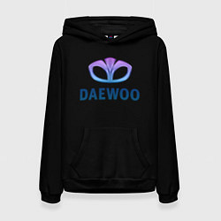 Толстовка-худи женская Daewoo logo neon, цвет: 3D-черный