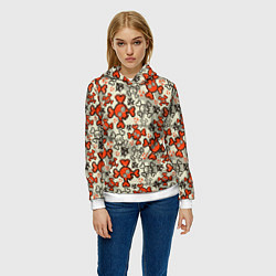 Толстовка-худи женская Череп с костями узор, цвет: 3D-белый — фото 2