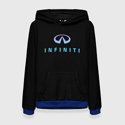 Толстовка-худи женская Infiniti logo neon, цвет: 3D-синий