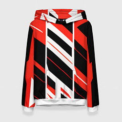 Женская толстовка Black and red stripes on a white background