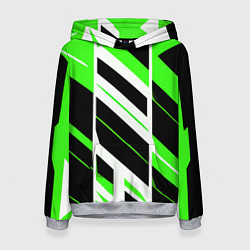 Женская толстовка Black and green stripes on a white background