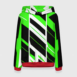 Женская толстовка Black and green stripes on a white background