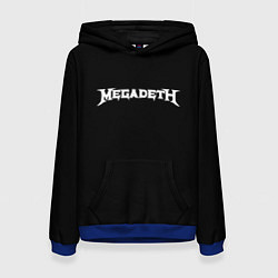 Толстовка-худи женская Megadeth logo white, цвет: 3D-синий