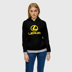 Толстовка-худи женская Lexus yellow logo, цвет: 3D-меланж — фото 2