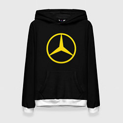 Толстовка-худи женская Mercedes logo yello, цвет: 3D-белый