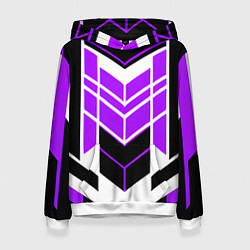 Толстовка-худи женская Purple and black stripes on a white background, цвет: 3D-белый