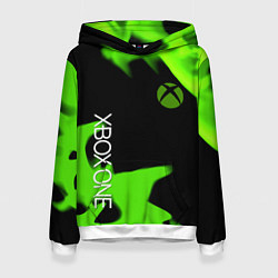 Толстовка-худи женская Xbox one green flame, цвет: 3D-белый