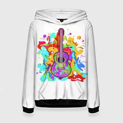 Толстовка-худи женская Разноцветная гитара, цвет: 3D-черный