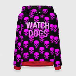 Толстовка-худи женская Watch dogs neon skull, цвет: 3D-красный